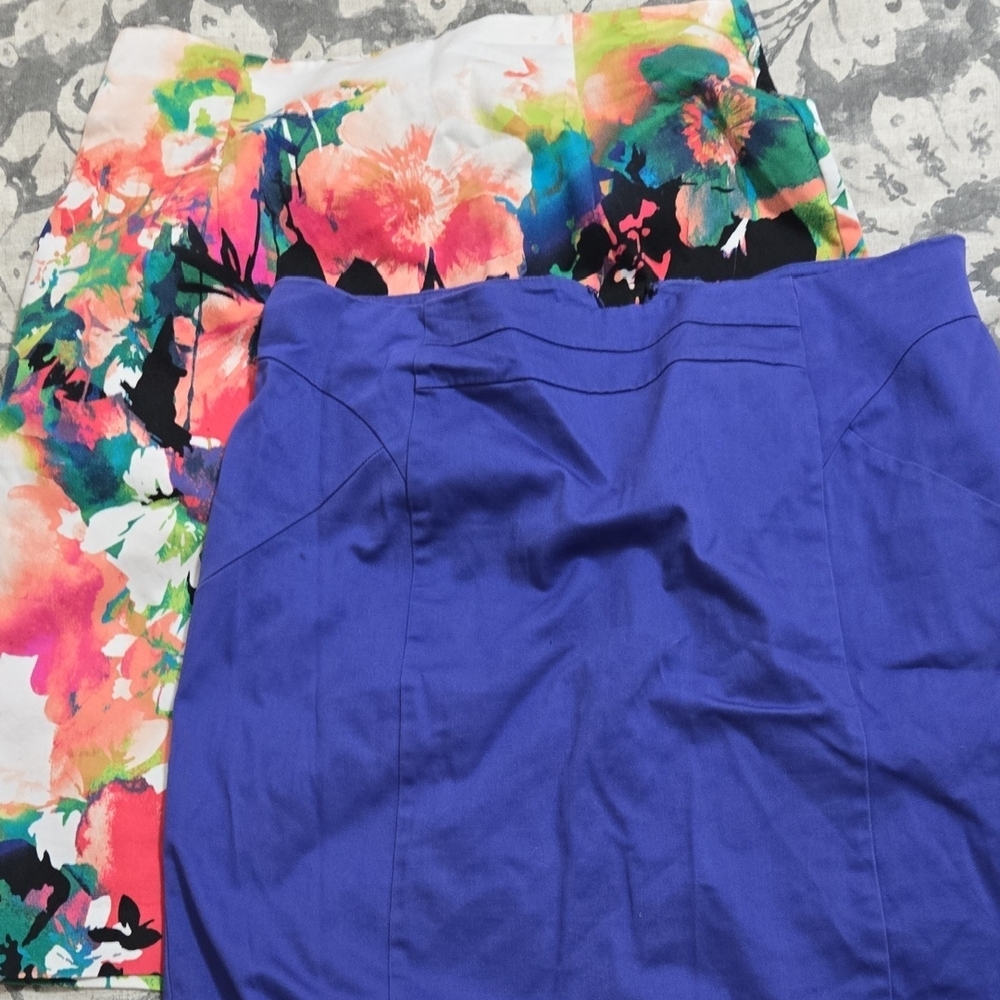 Two Worthington Blue Pencil Skirt Casual Resort Wear Size 14
